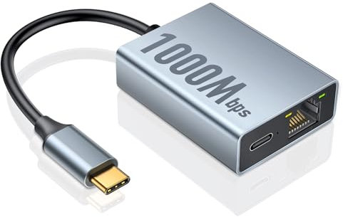 ZEXMTE Adattatore Ethernet 1000Mbps per Chromecast con Google TV, adattatore USB C a RJ45 Gigabit Ethernet compatibile con Chromecast con Google TV HD/4K, laptop, tablet, nastro adesivo incluso
