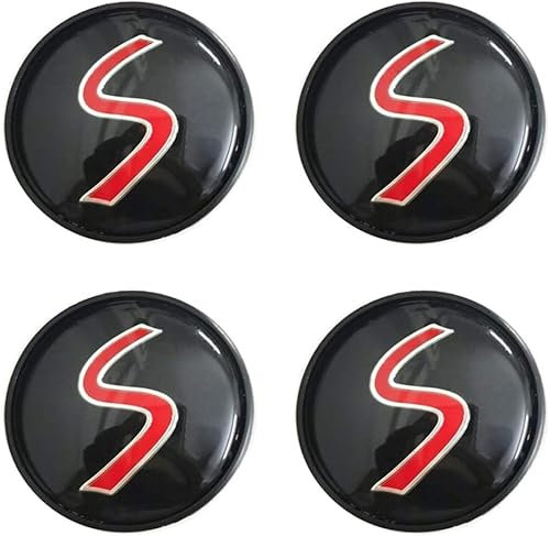 JSYJCF 4 PièCes Cache-Moyeux pour Mini Cooper S Emblem R53 R56 Center Wheel Caps Hub Badge Red S 54MM, Roue Jante DéCoration Accessoires Centre De Jante Capuchons De Voiture Moyeu