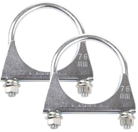 Exhaust Clamp - 2 Pcs 76mm Heavy Duty Galvanized Pipe Clamps for Exhaust Repair, U-Bolt Clamps for 76mm Diameter Tail Pipes