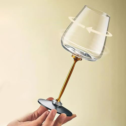 MFYDPP Decanter per Vino Rotante, Calici Rotanti, con Confezione Regalo, Base Antiscivolo, per Vino, Whisky, Champagne, Cocktail(Color:Oro)
