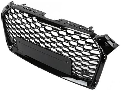 huanglanhuagr MIT LOGO, kompatibel for Audi A5/S5 B9 2017–2019, Autozubehör, Frontgrill, Mittelteil, Styling, oberer schwarzer Grill (kompatibel mit RS5-Stil)(Silver LOGO)