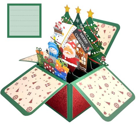 Koboko 3D Weihnachtskarte, Pop Up Karte Weihnachten, Weihnachtskarten mit Umschlag Set, Weihnachten Glückwunschkarten, Lustig Weihnachtskarten für Weihnachten, Partythemen, Geburtstage