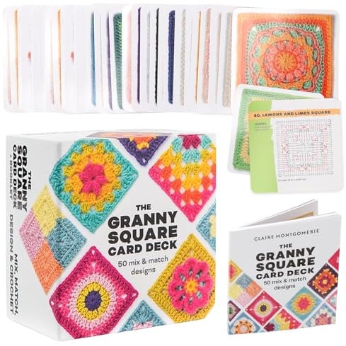 Granny Square Häkel-Karten, 50 Häkeln, Mixen und Matchen, Granny SquareHäkel-Karten mit Häkelschrift und Foto zu jedem Granny Square Häkelkarten und Praktischem So-Geht's-Booklet, für Häkel Starter
