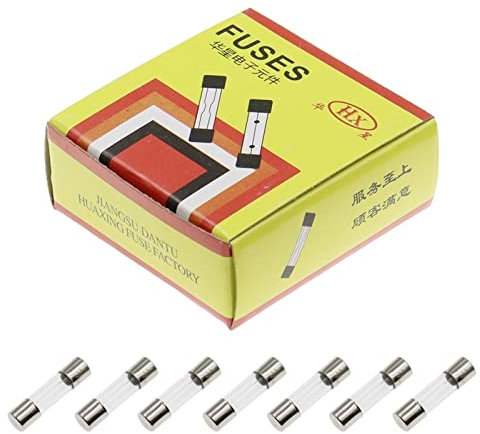 CHULKJFX 100 Stück 5 x 20 mm flinke Glassicherungen, sortiertes Kit, 5 x 20 mm, 250 V, 0,2 A, 0,5 A, 1 A, 2 A, 3 A, 4 A, 5 A, 6 A, 8 A, 10 A, 15 A, 20 A, 25 A, 30 A, AMP-Röhrensicherungen(F30A)