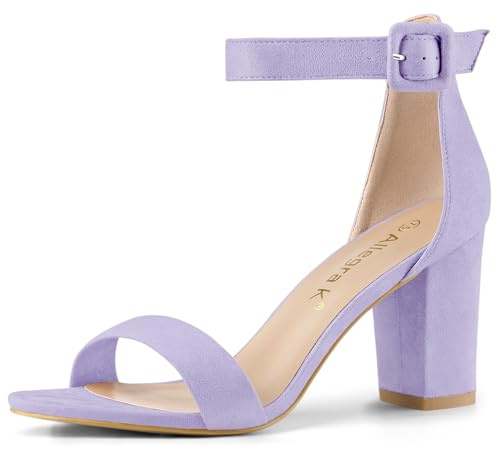 Allegra K Damen High Chunky Heel Schnalle Knöchelriemen Sandalen Helles Lila 39