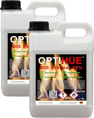 Bioethanol Tischkamin Kaminofen Premium Bio Ethanol Kamin Indoor (5L – 100L) für Kaminfeuer Tischfeuer Wandkamin 99% Geruchsarm Rauch und Rußfrei (15L)