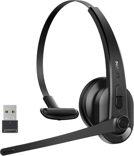 LEVN - Wireless Earbuds with Microphone for Work, Bluetooth 5.3 with Microphone (Noise Cancelling), Wireless Earbuds with Mic and Mute Button for Working from Home