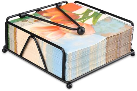 CHENKEE Servilletero de Mesa, Servilletero Negro,servilleteros con Brazo Tensor Pesado,Moderno Soporte para Servilletas para Mesa de Comedor, Restaurante, Bar, Picnic (Negro)
