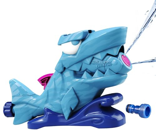 Nerf Super Soaker Hop & Chomp Water Toy| Sprays Streams of Water | Chomping Jaws | Attaches to Garden Hose | Kids Outdoor Sprinkler Toys | Ages 3+, Primary Color