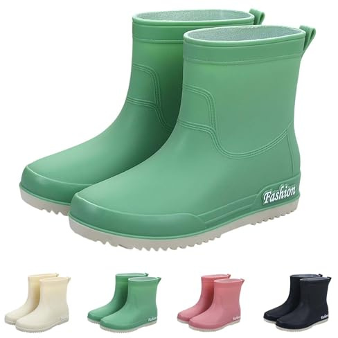 Richymfa Stivaletti Pioggia Donna Bassi Impermeabili Stivaletti Antiscivolo Imbottiti Stivaletto Outdoor Resistenti Rain Boots da Lavoro Chelsea Boots Comode Stivali Antipioggia Donna Comodi