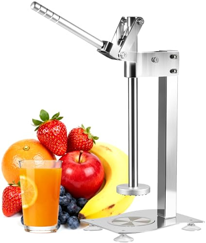 Manual Orange Press Juicer, Heavy Duty 304 Stainless Steel Lemon Squeezer Presser, Hand Fruit Juicer Apple Crusher with Labor-Saving Handle and Suction Cups
