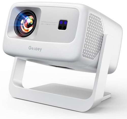 [3000+ lizenzierte Apps/Live-TV/HDR10+/AI Movin 3.0 OS] Intelligenter 4K-Projektor mit WiFi und Bluetooth, Goiaey tragbarer Projektor mit 360°-Ständer, 50 W DoIby Audio, Autofokus & Keystone