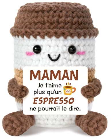 Hakumata Regalo Mamá, Regalo de Cumpleaños Mamá, Peluche Taza Café Tejida Regalo para Mamá, Regalos Fete des Meres, Regalos Mamá Noel