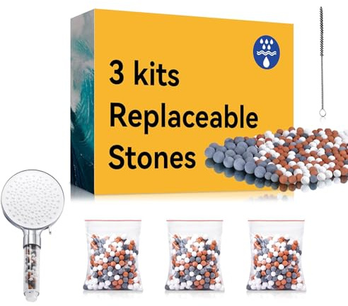 3PCS Negative Ion Mineral Balls Replacement for Shower Head Filters,Hard Water Softener Filter Beads Remove Chlorine, Rust, Odour, Bacteria,Universal Fit for Ionic Filter Shower Heads