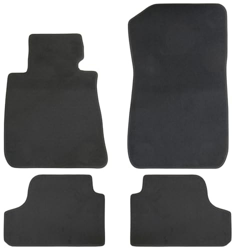 AD Tuning Velours Fußmatten für 3er BMW E93 Cabrio (03/2007-09/2013) | 4-teilig, 100 % passgenau, Schwarz, mit Klett Befestigung bei der Fahrermatte