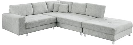 Riess Ambiente Moderne Wohnlandschaft Kent - 220cm - grau - XXL Sofa Strickstoff, Ecksofa inkl. Hocker