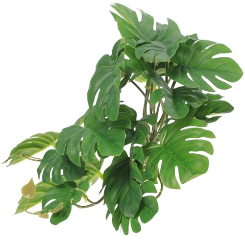 Pianta Finta Decorativa Realistico per Terrario Rettili, Plastica Verde | Ambiente Naturale Riprodotto, Ornamento per Acquario e Crawler Box, Foglie Simulative, Effetto Realistico