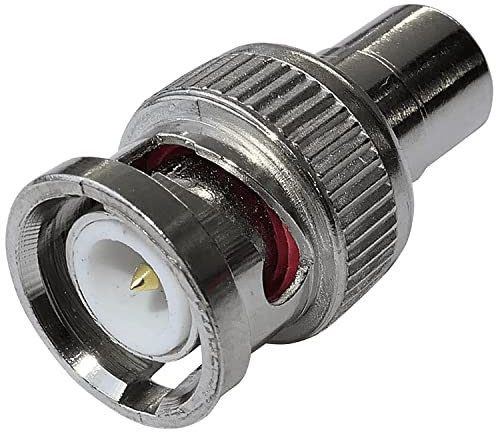 CABLEPELADO Adaptador BNC Macho a Hembra | BNC/RG59-M a RCA-H | Compatible con Cámara de Seguridad de CCTV/Sistemas de Vigilancia DVRs Camaras Switchers TV | Niquelado
