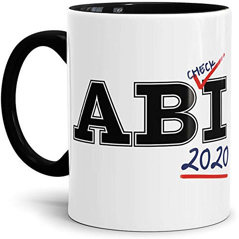 Abi-Tasse Check 2020 - Innen & Henkel Schwarz - Abitur-Tasse/Schule/Lehrer/Prüfung/Geschenk/Studium/Schul-klasse/Beste Qualität - 25 Jahre Erfahrung