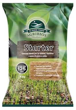 Il Paese Verde Concime Starter 5kg 125mq- Concime per semina, rigenerazione e posa del prato. Promuove lo sviluppo radicale e la germinazione dei semi.