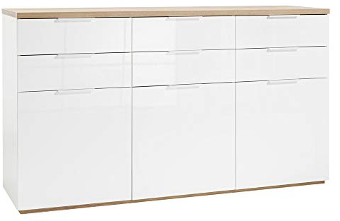 Composad | Sideboard der Linie Mundi mit 6 Schubladen und 3 Türen, Anricht, Eingangshalle, (BxHxT) 179,20 x 102,30 x 50 cm, Farbe Eiche und Weiß lackiert, Wohnzimmer, Eingang, Made in Italy