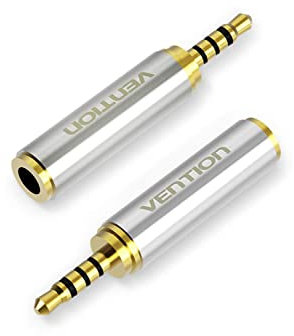 Vention Lot de 2 adaptateurs Audio 3,5 mm Femelle vers 2,5 mm mâle de qualité supérieure pour Casque d'écouteurs, écouteurs 2,5 mm vers 3,5 mm Jack stéréo ou Mono