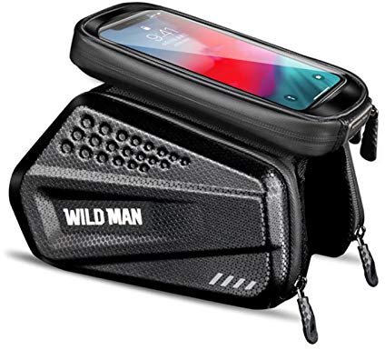 WILD MAN Man Man Regenfeste Fahrradtasche mit Touchscreen-Handyhalterung für Fahrradfahren, schwarz, ES6