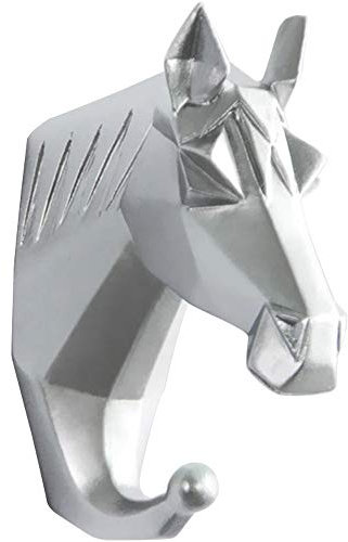 TZAMLI Wandhaken Pferd Tier Harz Kleiderhaken Ohne Bohren, Handtuchhaken Wand Deko Tür Haken Aufbewahrung Ordnen Handtuch Kleidung, Silber