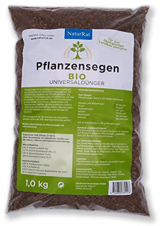 NaturRat Pflanzensegen, 1 kg Veganer Bio Universaldünger | fermentierter Dünge-Bokashi | NPK 3-1-2(+1) für Zierpflanzen, Obst, Gemüse und Rasen | Bokashi | für einen gesunden Boden | Bokashi-Ferment