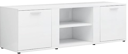 vidaXL TV Schrank mit 2 Türen 2 Fächern TV Möbel Lowboard Fernsehtisch Fernsehschrank Sideboard HiFi-Schrank Hochglanz-Weiß 120x34x37cm Holzwerkstoff
