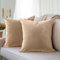 Encasa XO Kissenbezüge aus Samt - 2er-Set (50x50 cm) - Beige- Uni gefärbt, weich & glatt, waschbar, quadratisch, großer Wurfkissenbezug für Couch, Sofa, Stuhl, Bett und Wohnbereich