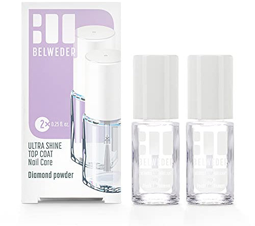 BELWEDER - Nagelhärter mit Glänzend Diamantpulver 2 x 7,5ml - Nagelpflege für Weiche und Geriffelte Nägel - Nagelhärter Brüchige Nägel Durchsichtig Ultra Glanz - Kräftigend Nagelhärter