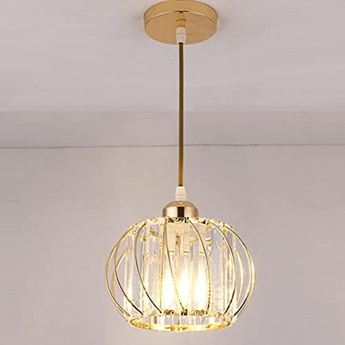 Mengjay Lampada a Sospensione Moderna in Cristallo,Mini Plafoniera Moderna da Incasso Rotonda,E27 Hanging Lampade in Cristallo per Cucina Sala da Pranzo Ingresso Corridoio Camera da Letto,D'oro