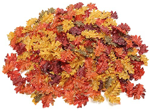 Briful 500 Stück Kunstlaub Künstliche Eichenblätter, Gemischte Farben, Künstliche Pflanzen Blätter, Kunstpflanze Eichenlaub Herbstblätter in Verschiedener Größen für DIY-Herbstdekorationen