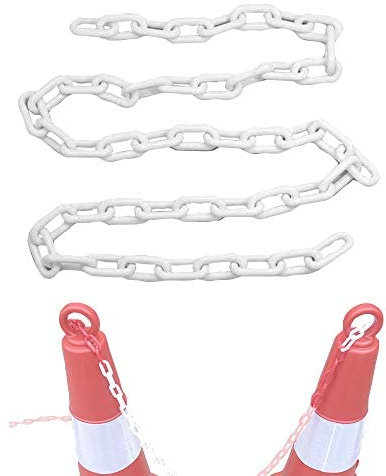 Plastic Chain Barrier Link Safe Decorative Garden Fence 5M/Pack, 6mm, White