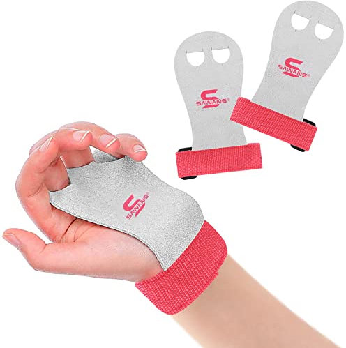 SAWANS Poignées de Paume en Cuir pour entraînement de Gymnastique, tractions, Protection de la Paume pour Enfants, Sangles de Poignet, Soutien Solide, équipement de Protection de la Paume Junior