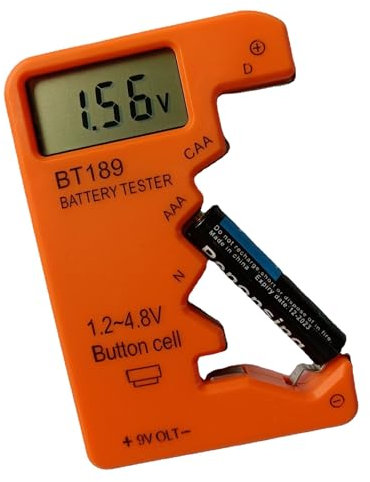 Battery Tester, Universal Battery Checker Small Battery Tester For C, AA, AAA, D, N, 9V, 6F22 Battery 1.5V 3V Button Battery, Battery Tester Checker (Orange)