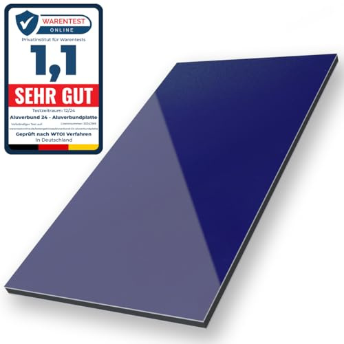 Aluverbund 24 Aluverbundplatte, Aluminium Platte, 3mm dick, Nachtblau/RAL5022, 30x80cm
