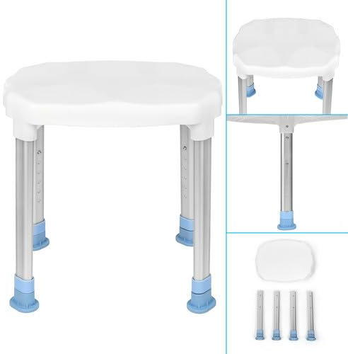 LARS360 Duschstuhl Höhenverstellbar Badhocker Duschhocker mit Anti Rutsch Gummifüße Duschhilfe Aluminium Duschsitz für Senioren bis 150 kg, LARS-(HAG1338), Weiß