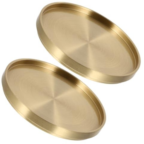 Beavorty 2Pcs Tea Coaster Gold Coasters for Drinks Metal Teacup Stand Jewelry Plate Coffee Cup Saucers kungfu insulation mat rubber car brass desktop