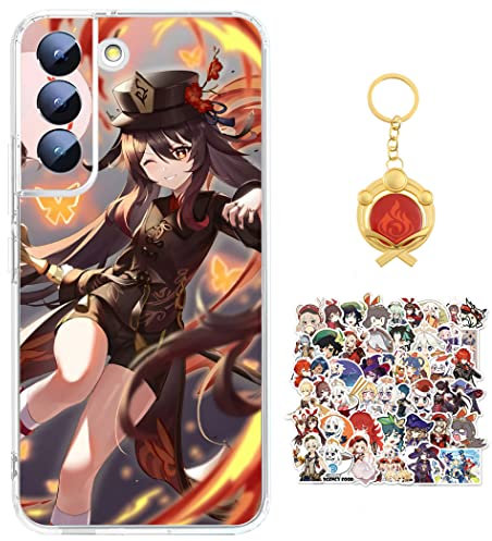 Staremeplz Genshin Impact Hülle für Xiaomi Redmi Note 11 Pro Anime Spiel Hu tao Handyhülle [Mit Schlüsselbund und 50pcs Aufkleber] Cartoons Transparent Silikon Case Hülle für Xiaomi Redmi Note 11 Pro
