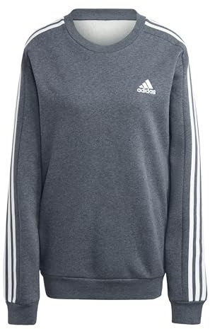 adidas Hombre Essentials Fleece 3-Stripes Sweatshirt, Dark Grey Heather, S