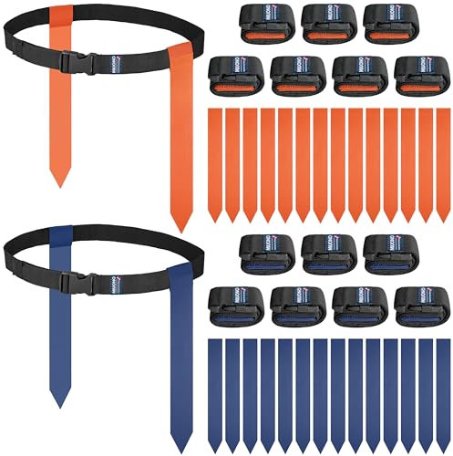 Football Belts and Flags Set - 14 Player Equipment for Kids, Adults, and Youth Training