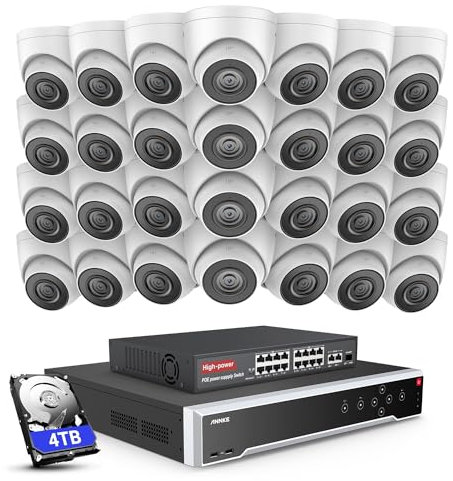 ANNKE Überwachungskamera Aussen Set, 32CH Videoüberwachung mit 28X 3K PoE IP Kamera und 4TB HDD 12MP NVR für 24/7 Aufnahme Innen Outdoor, Personenerkennung und Fahrzeugerkennung, IP67