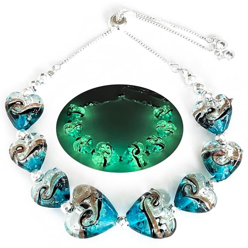 ARTSY Crafts - Pulseras de abalorio de luciérnaga que brillan en la oscuridad, abalorio de vidrio de murano, joyería de cristales de sirena, pulsera inspiradora curativa, 6-7 inches, Vidrio, Sin