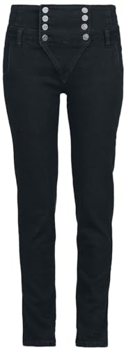 Black Premium by EMP Damen Schwarze High Waist Jeans mit doppelter Knopfleiste