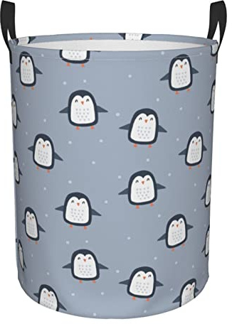 XVBCDFG Doodle Kawaii Pinguin Baby Faltbarer Wäschekorb mit Griff, Aufbewahrungs-Organizer, große Behälter für schmutzige Kleidung, Spielzeug, BASKET45FF