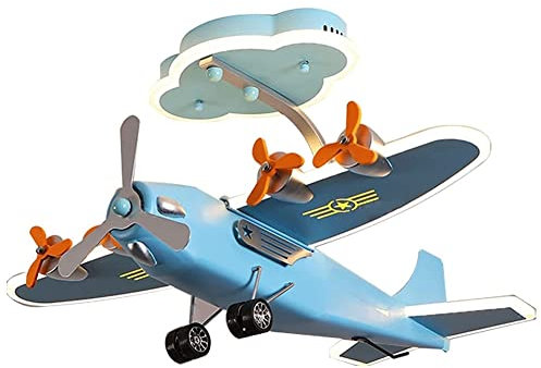 LUOYAOB Deckenlampe Cartoon Flugzeug Deckenleuchte Helikopter Form Marineblau Metall Deckenleuchte LED dimmbare Kunst Dekor für Vergnügungspark Wohnzimmer Jungen Schlafzimmer Kinderzimmer