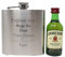 Personalised Silver Hip Flask & Miniature Alcohol (Irish Whiskey/No Gift Box)