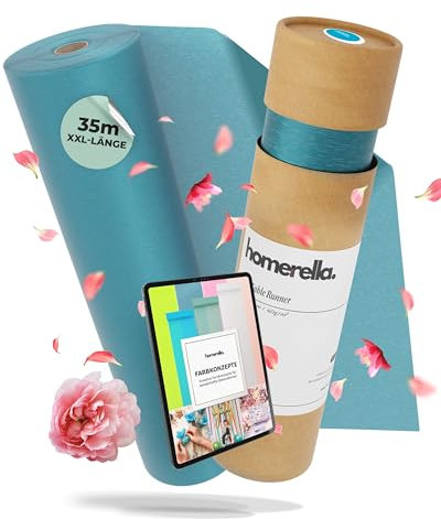 HOMERELLA® Tischläufer Weiß [30cm x 35m] - Vlies Tischläufer Rolle - Table Runner Tischband - Tischläufer Stoff - Tischläufer zu Geburtstag, Hochzeit, Weihnachten, Taufe & Konfirmation - Dekoration